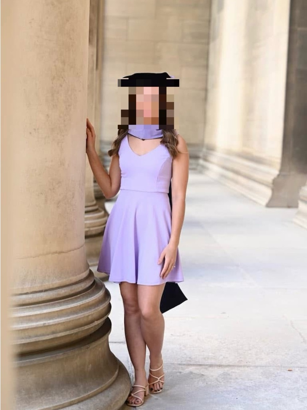 BEBE lavender mini dress